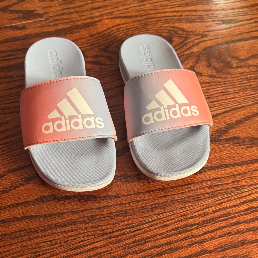 Adidas Kids Slide Sandals - Coral and Gray